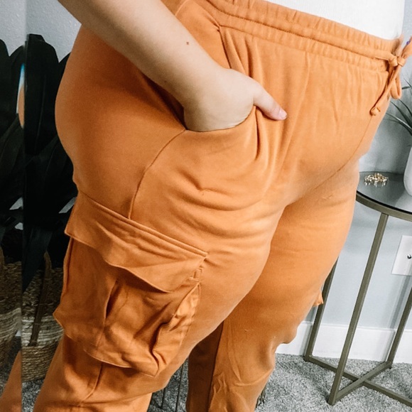 Butter Orange Cargo Jogger Pants - Picture 3 of 3